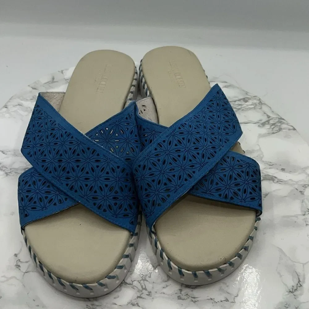 ILSE JACOBSEN Light Regata Tulip Crossband Slip-On Slide Sandals-44 NWOT
